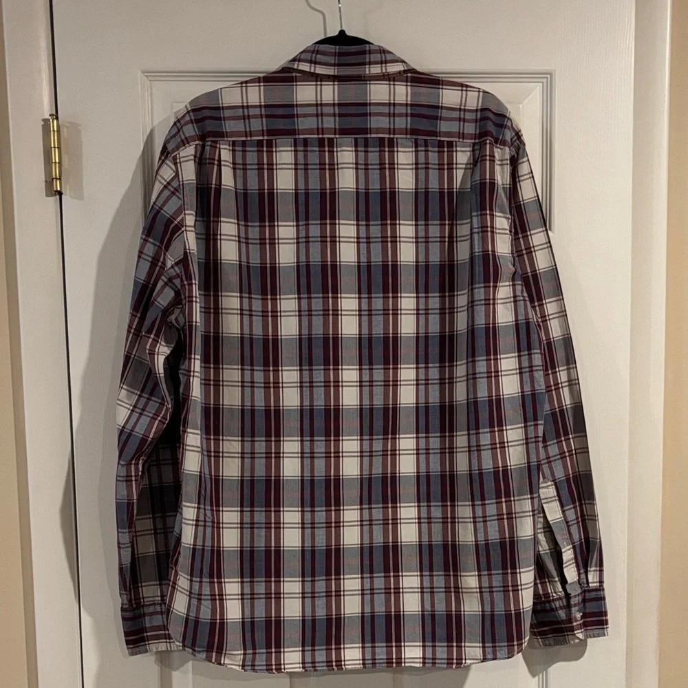 J. Crew Men's 100% Cotton Plaid Button Down Shirt Burgundy, Blue, & White sz‎ XL
